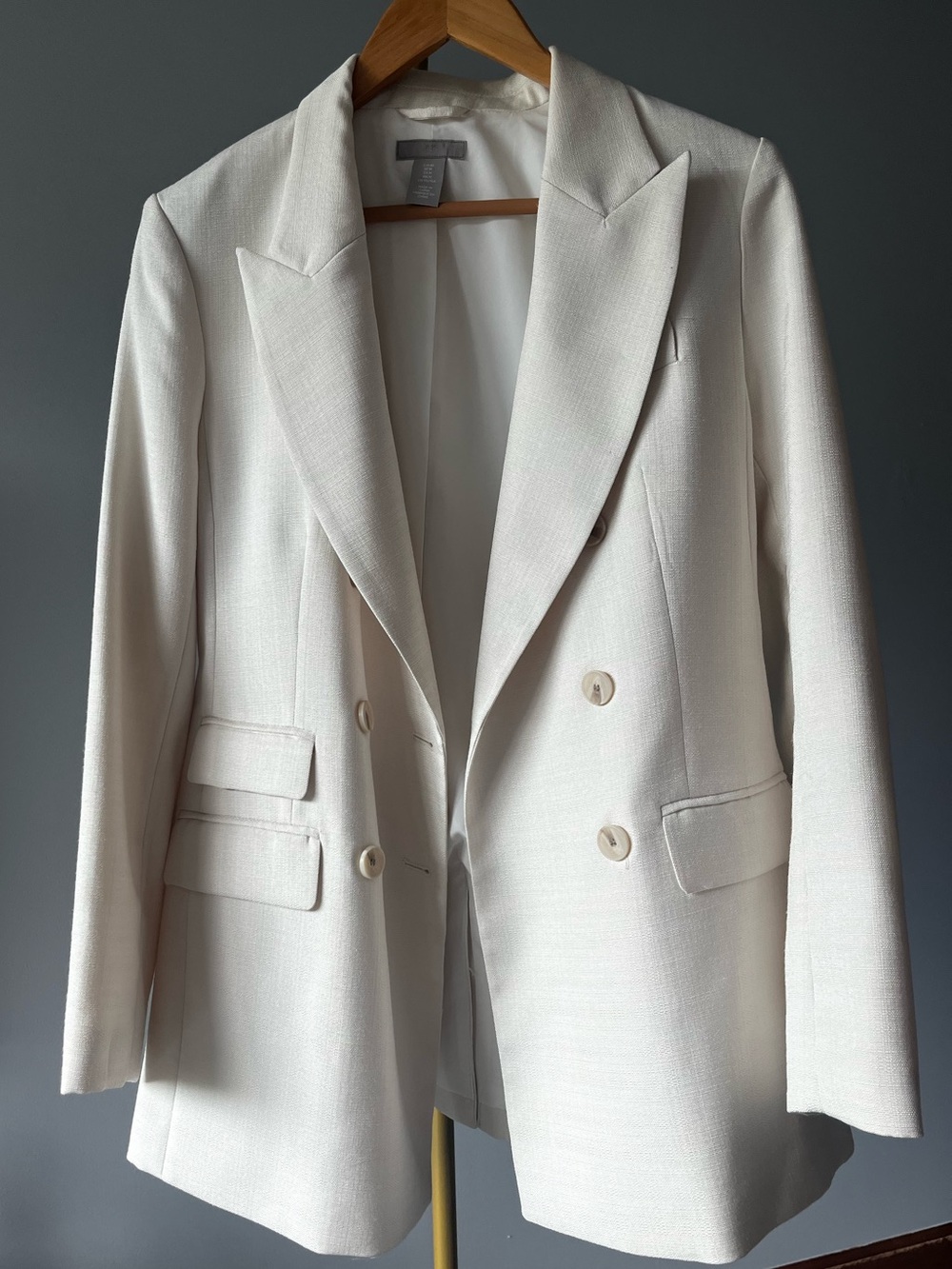 H&M Women's Double-Breasted Cream Blazer Jacket